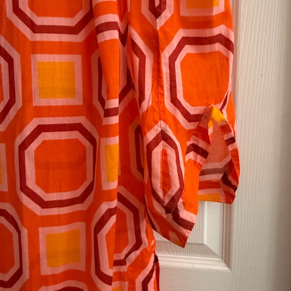 Tory Burch Long Striped Geometric Dress Size M Cotton Kaftan Swim Beach Cover - Picture 12 of 15